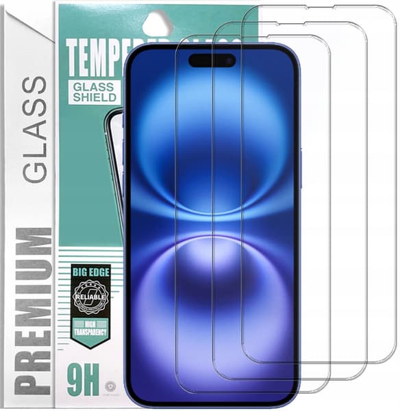 3xGSMstyle härdat glas för Apple iPhone 16 3 st.