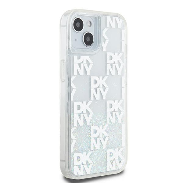 DKNY Liquid Glitter Multilogo-cover til iPhone 15, hvid