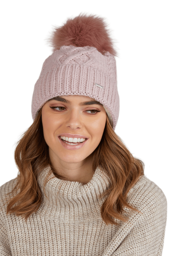 TORINO dame vinterhue med pompon, pink