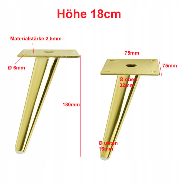 Möbelben, fot för bäddsoffa, guld loft H180, sned, stark SL012S