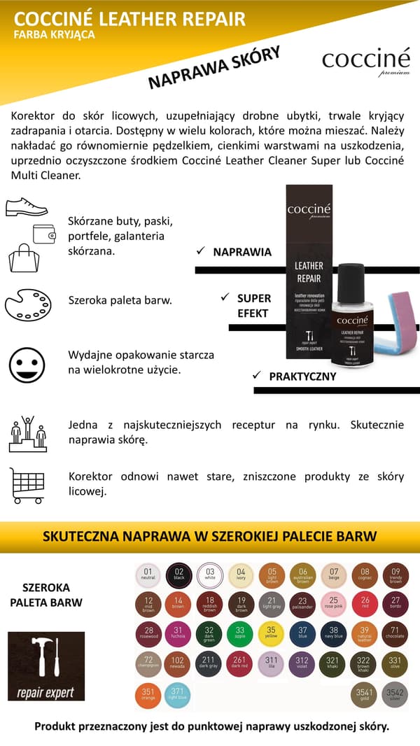 Læderretoucheringsconcealer - COCCINE LÆDERREPARATION 10 ml sort