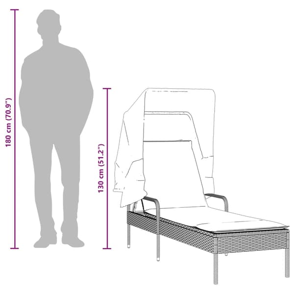 vidaXL Aurinkotuoli katoksella, beige, polyrottinki