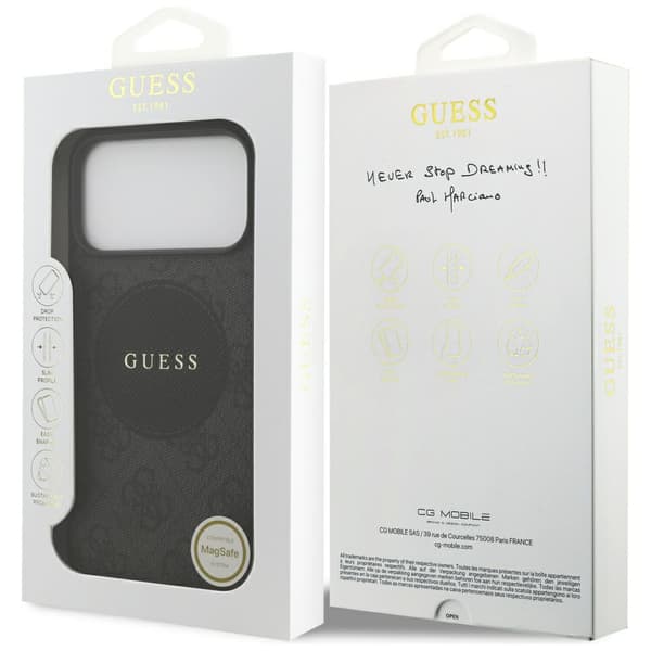 Guess 4G Circle Classic Logo MagSafe-etui til iPhone 17 Pro Max, sort
