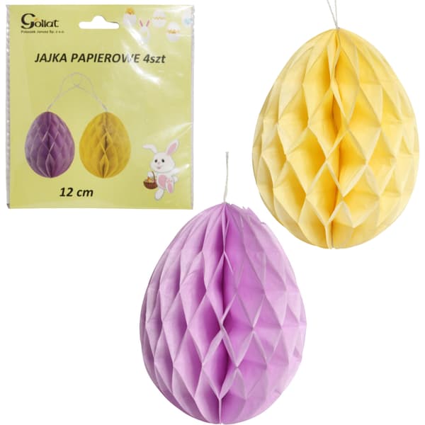 Dekorative farvede papirpaske-påskeegg 4 stk.