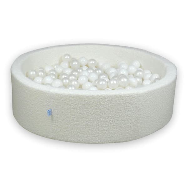 Torr pool 110x30 Boucle Vit 400 bollar: vit, pärlfärgad