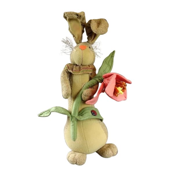 Stor brun hare med blomma dekoration 55x25cm