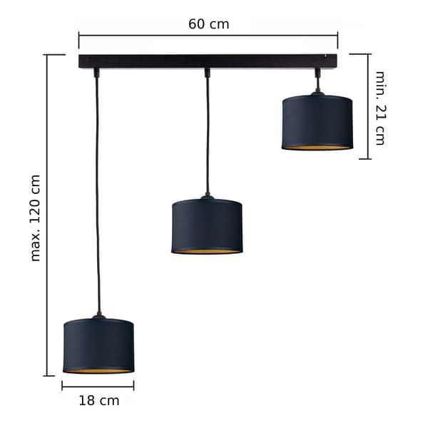 Hänglampa 3xE27 FLOW SVART