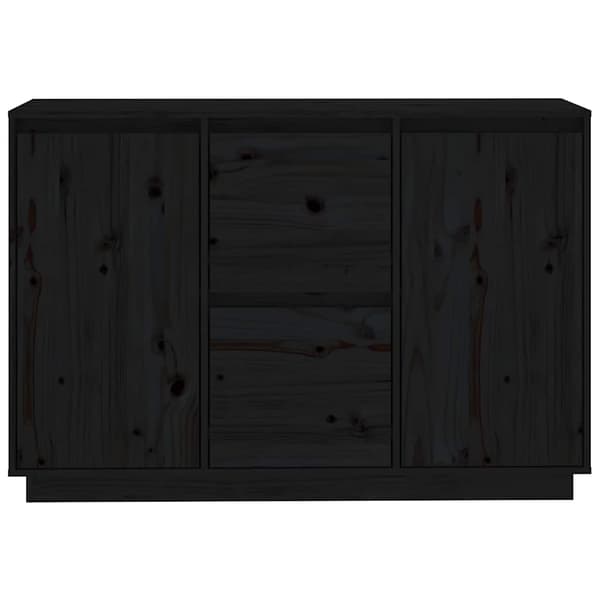 vidaXL kommode, sort, 111x34x75 cm, fyrretræ