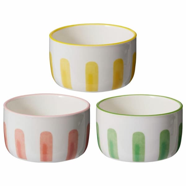 Sæt med 3 Sunny Stripes keramikskåle