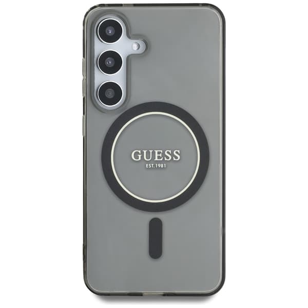 Guess Glitter Circle Classic Logo MagSafe-etui til Galaxy S25, sort