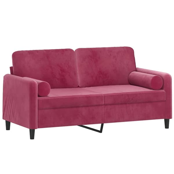 vidaXL 2-sitssoffa med kuddar vinröd 140 cm sammet