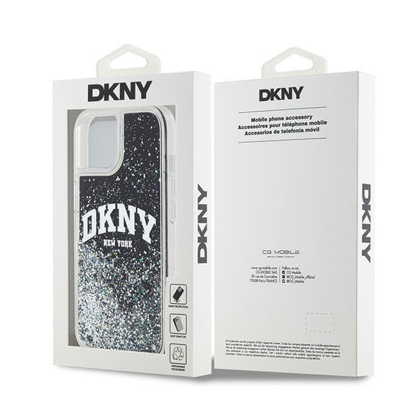 DKNY Liquid Glitter Big Logo-cover til iPhone 15 Plus, sort