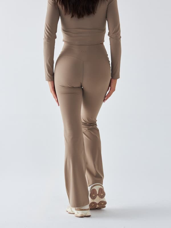 Beige Utsvängda Leggings - Morning Dew L