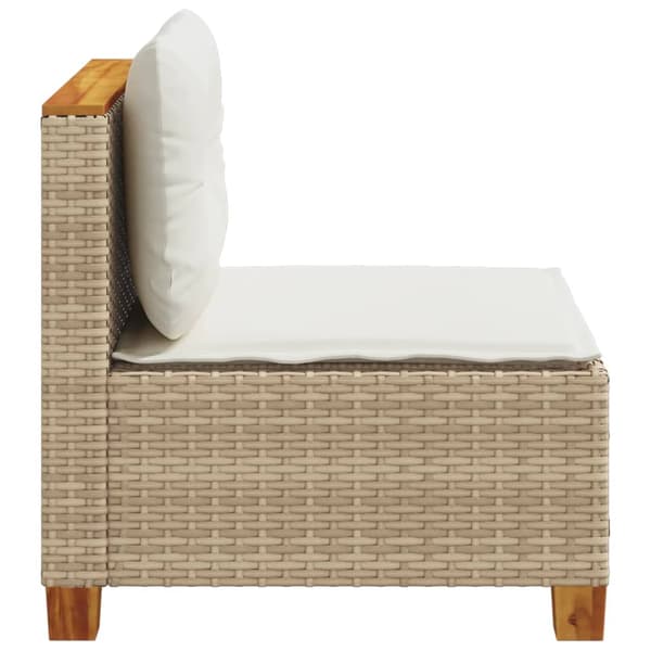 vidaXL Trädgårdssoffmodul, armstödslös, med kuddar, beige