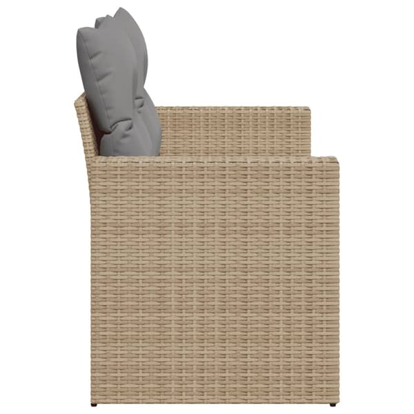 vidaXL Trädgårdssoffa med kuddar, 2-sits, beige, polyrotting