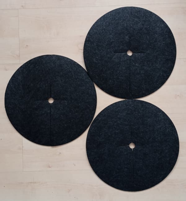 Set med 3 ogrässkyddsskivor, mulching, grafit, diameter 33 cm