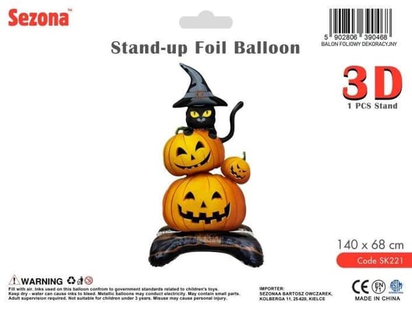 Halloween Græskar og Kat Ballon 140x68cm