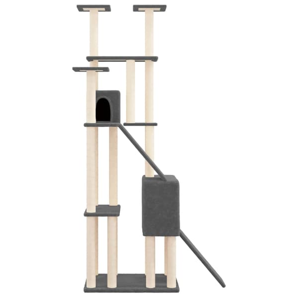 vidaXL kradsetræ til katte med sisalstolper, mørkegrå, 190 cm