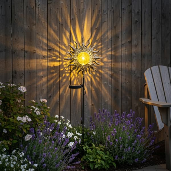 Dekorativ solcellelampe Sun LED - metal havepynt