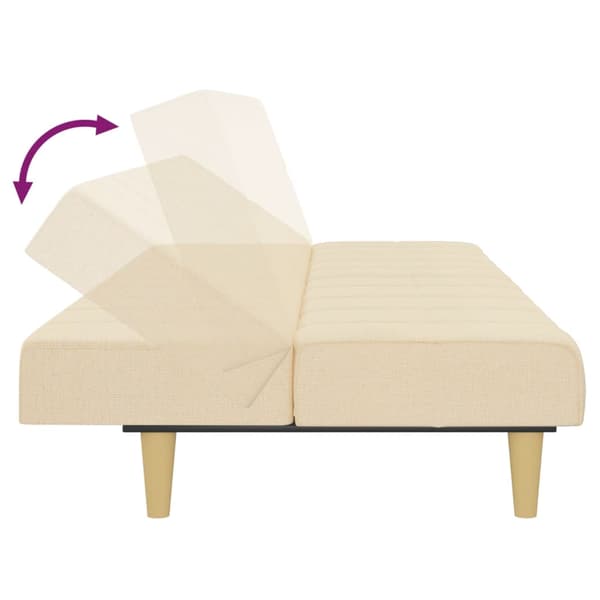 vidaXL 2-sits bäddsoffa, krämfärgad, klädd i tyg