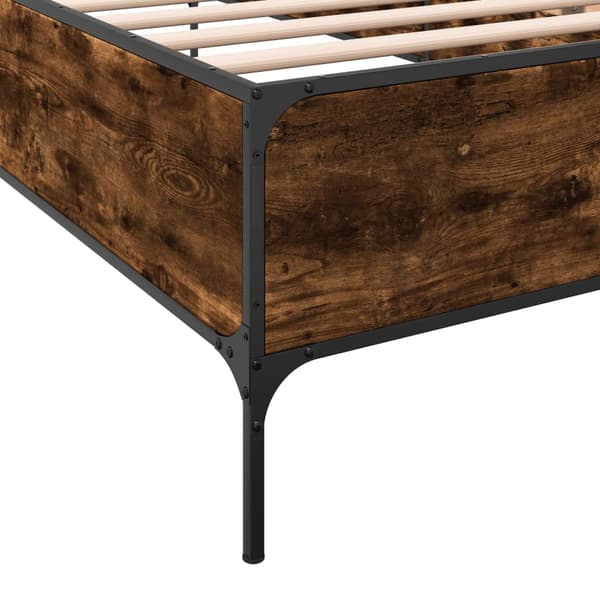 vidaXL Sängram rökt ek 100x200cm träbaserat material