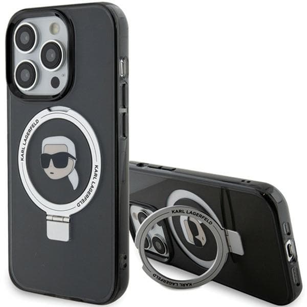 Karl Lagerfeld Ring Stand Karl Head MagSafe-etui til iPhone 15 Pro Max, sort