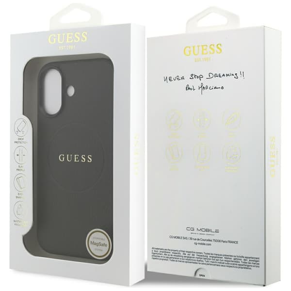 Guess Grained Ring MagSafe-etui til iPhone 17, sort