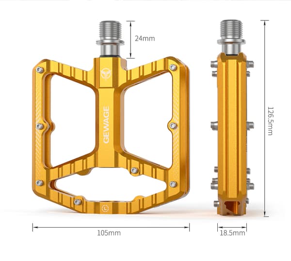 Gewage Aluminium Forseglede Lejer Platform Cykelpedaler Guld