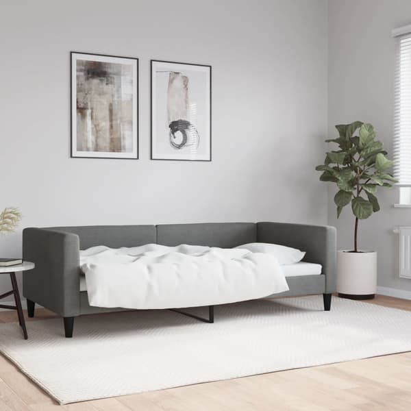 vidaXL Bäddsoffa mörkgrå 90x190 cm tygklädd