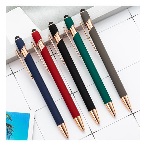 Metal touchpen, sort blæk, soft touch-pen rød DL06