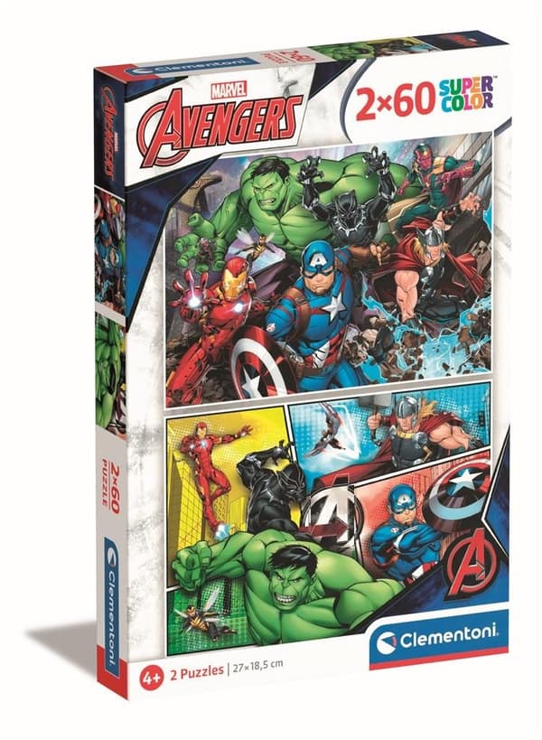 Puslespil 2x60 Superfarvede Avengers