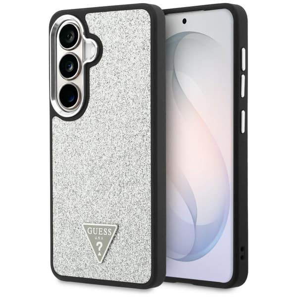 Guess Fixed Glitter Triangle MagSafe-etui til Galaxy S26+, sølv