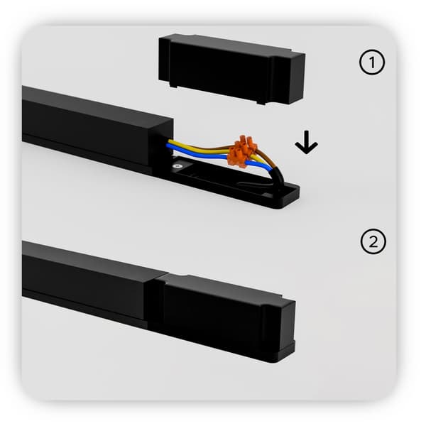 Strømkabelhus til SLIM TRACK 48VDC magnetiske skinner