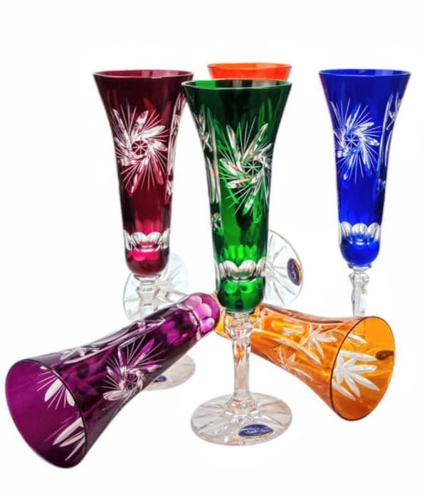 Färgglada kristallchampagneglas 170 ml Olive Grinder
