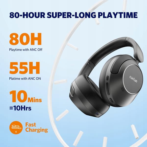 Earfun Wave PRO ANC trådløse Bluetooth-hovedtelefoner med mikrofon