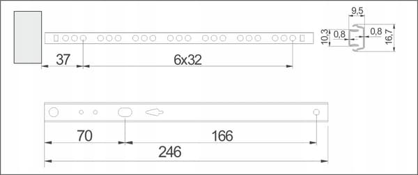 KUGLEFØRING H=17 teleskopisk 246 mm