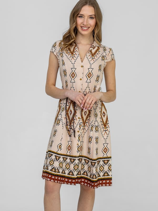 DAMKLÄNNING I BOHO-STIL MED MÖNSTER, MIDI
