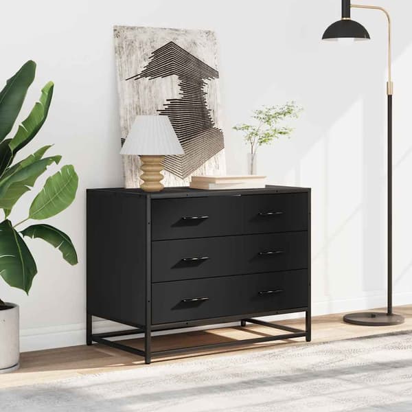 vidaXL kommode, sort, 70x41x56 cm, træbaseret materiale