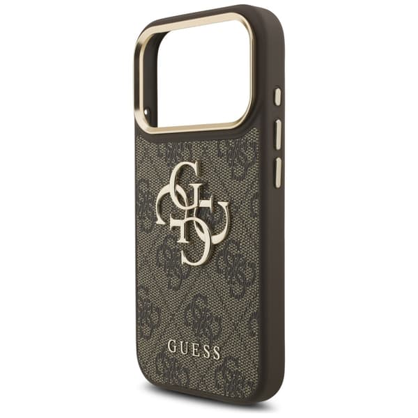 Guess 4G Big 4G Classic Logo BigStrap Metalknapper Etui til iPhone 17 Pro Brun