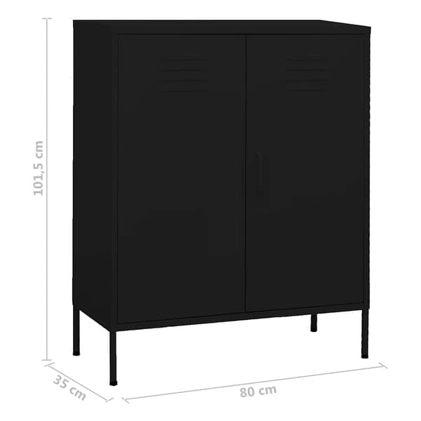 vidaXL skab, sort, 80x35x101,5 cm, stål
