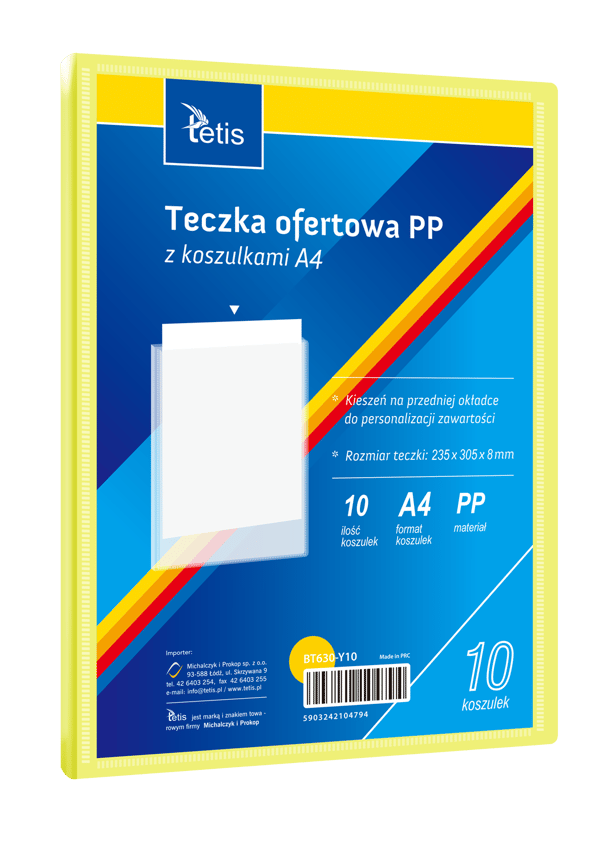 PP præsentationsmappe, 10 lommer, A4, gul