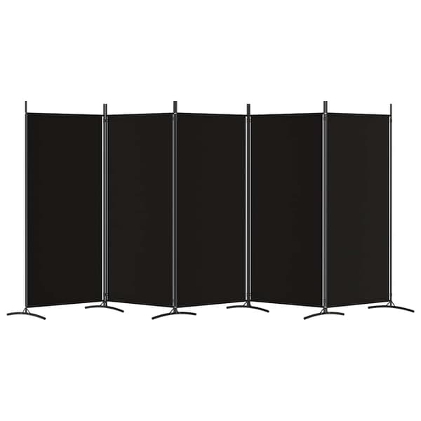 vidaXL 5-panels rumdeler, sort, 433x180 cm, stof