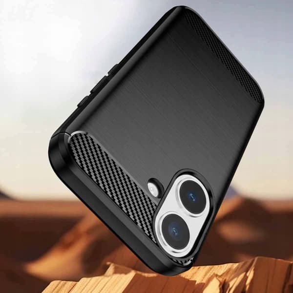 Etui til iPhone 17 CARBON CASE COVER SORT CASE + GLAS