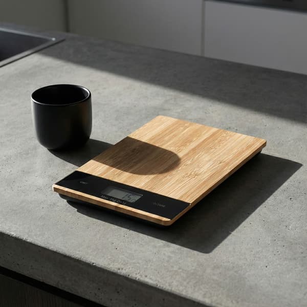 Bambu köksvåg elektronisk precision 5kg 1g trä touch
