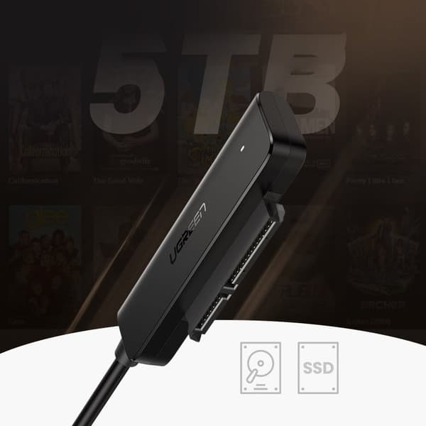 2.5'' SATA III 3.0 - USB HDD SSD -sovitin - musta