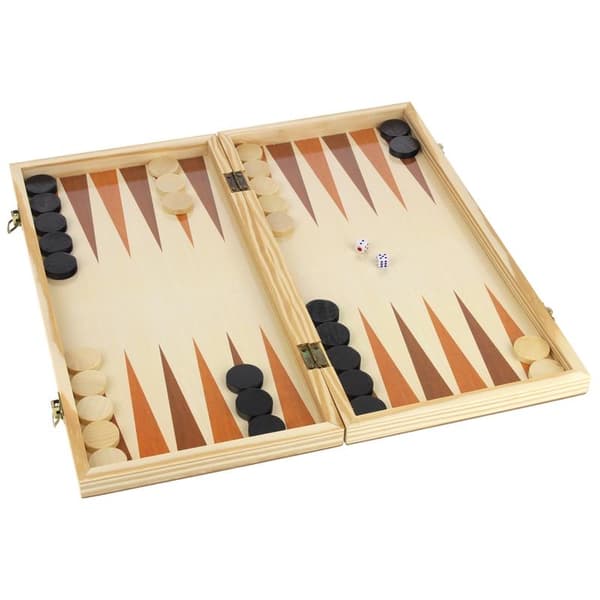 Träschack Dam Backgammon 3-i-1 Brädspel Klassiskt Brädspel