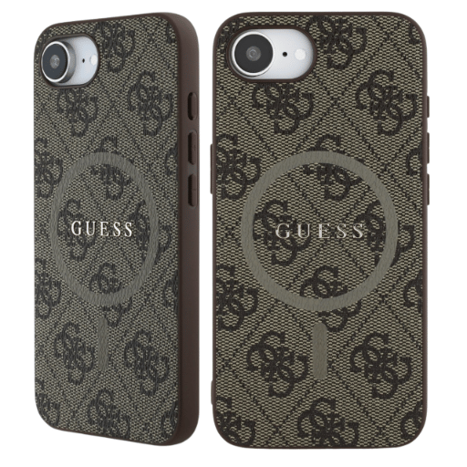 Guess 4G Ring Classic Logo MagSafe-etui til iPhone 16e, brun