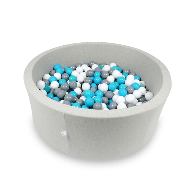 Tør pool 110x40cm lysegrå med 500 bolde: blå, hvid, grå