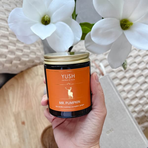 Mr. Pumpkin - Græskar Krydret Ingefær Soja Stearinlys - YUSH - 180ml