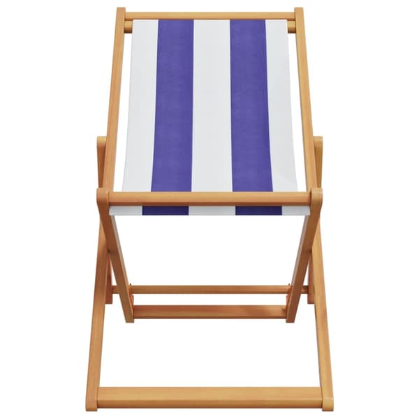 vidaXL foldbar strandstol blå og hvid eukalyptus og stof